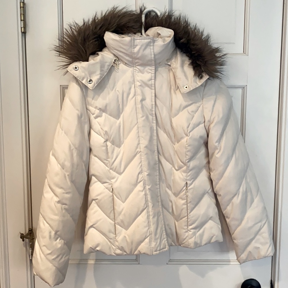 Down Nine West jacket with faux fur hood